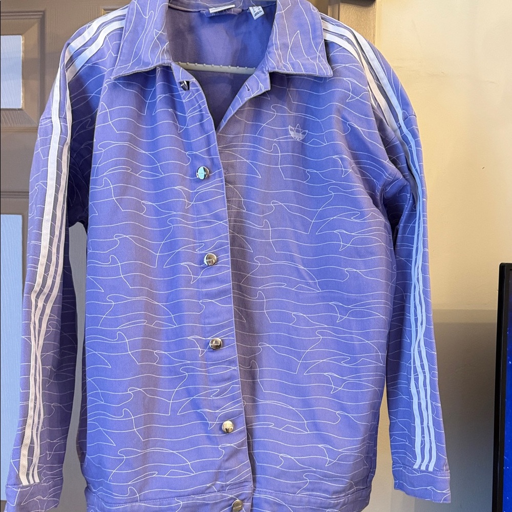 Purple Adidas Jacket With White Pattern - image 4